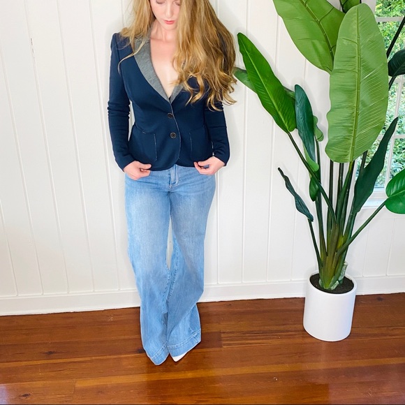 Tracy Reese Navy Grey Blazer Coatigan (S) - Picture 4 of 15